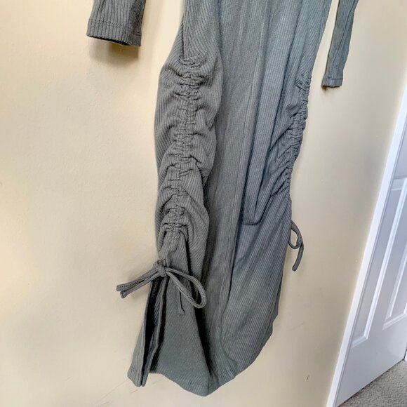 NWT Anthropologie Saturday Sunday Emily Ruched Midi Dress, XS, Moss Green - Picture 7 of 12